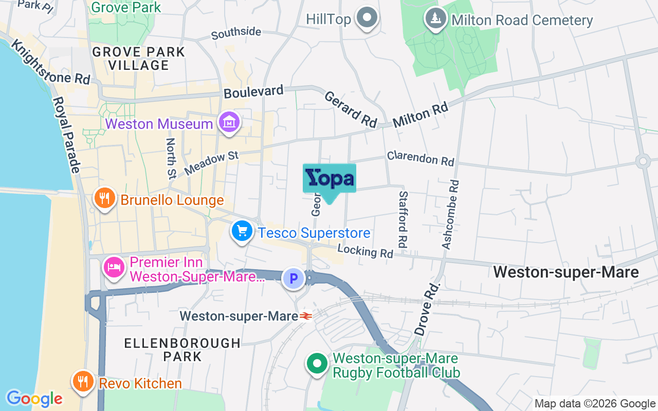 Map showing the location of BS23 3AX