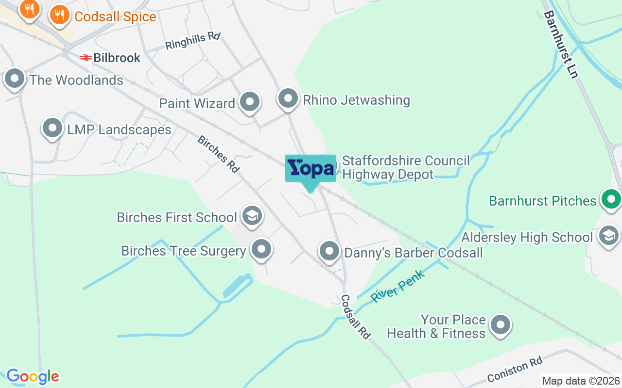 Map showing the location of WV8 2JX