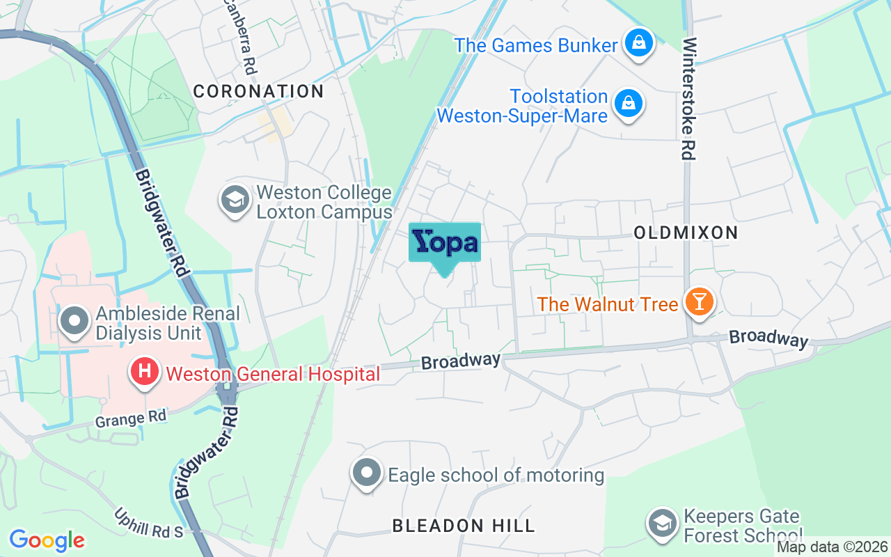 Map showing the location of BS24 9DT