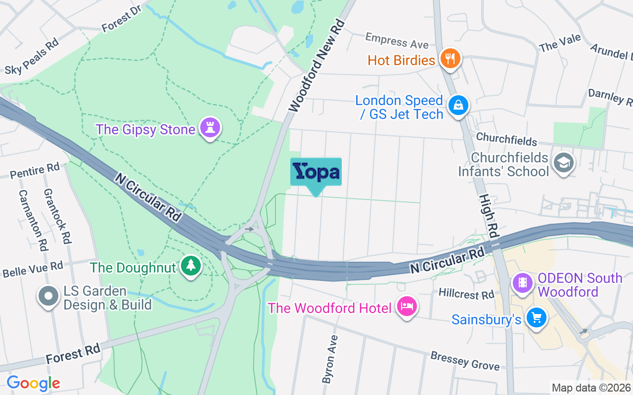 Map showing the location of E18 2LL