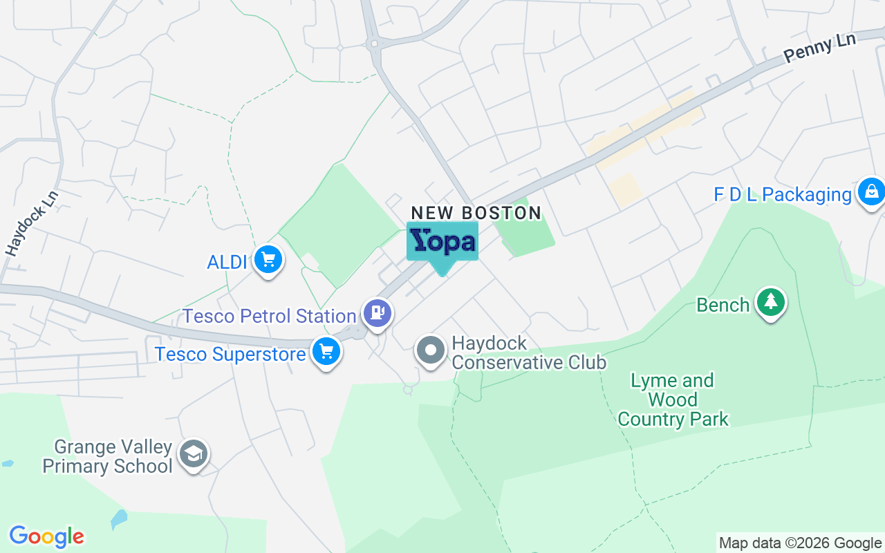 Map showing the location of WA11 0NL