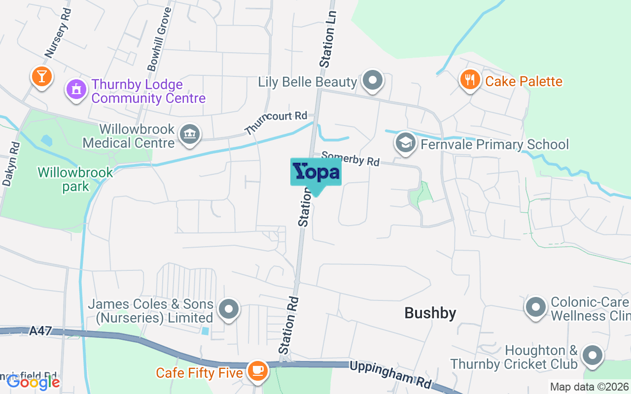 Map showing the location of LE7 9PW