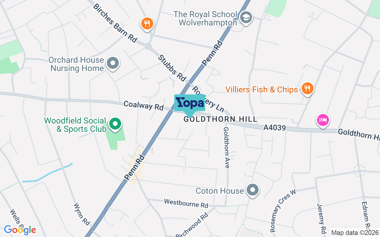 Map showing the location of WV2 4QB