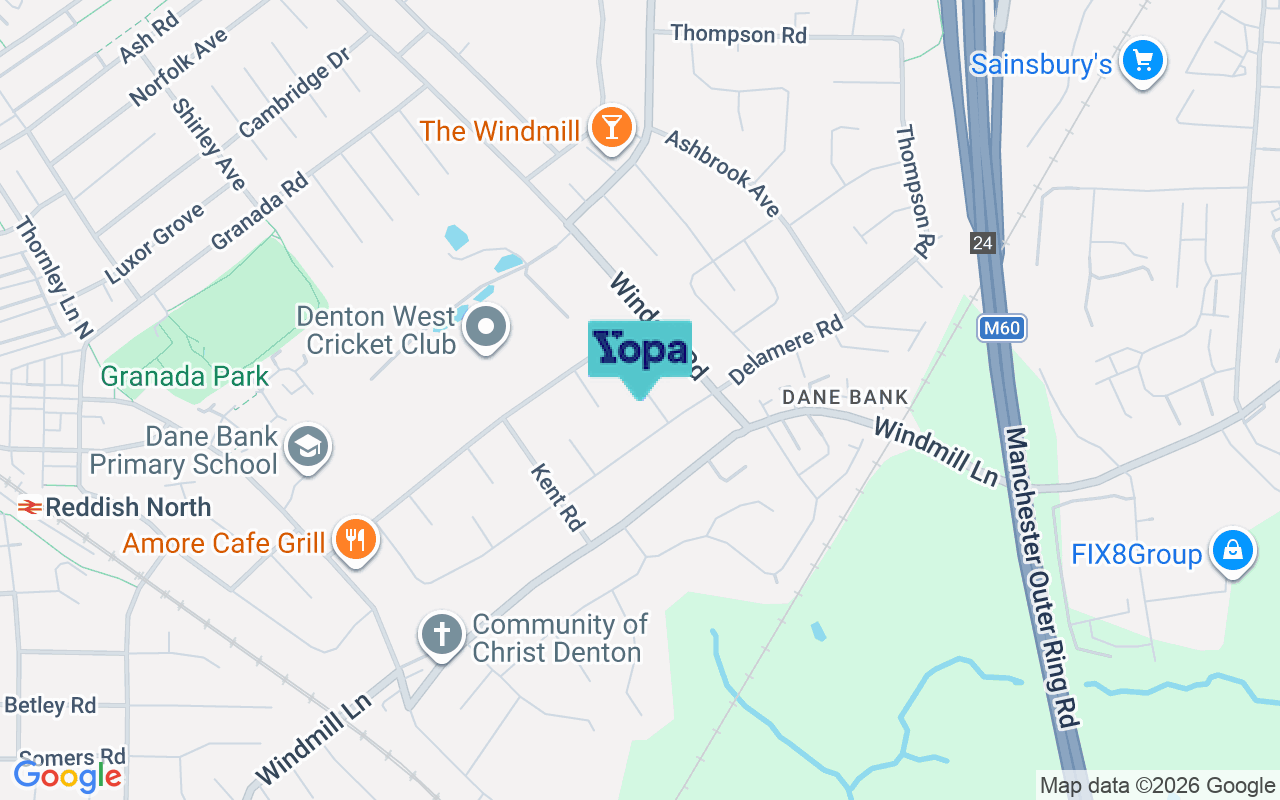 Map showing the location of M34 2JD