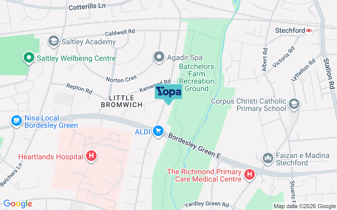 Map showing the location of B9 5XB