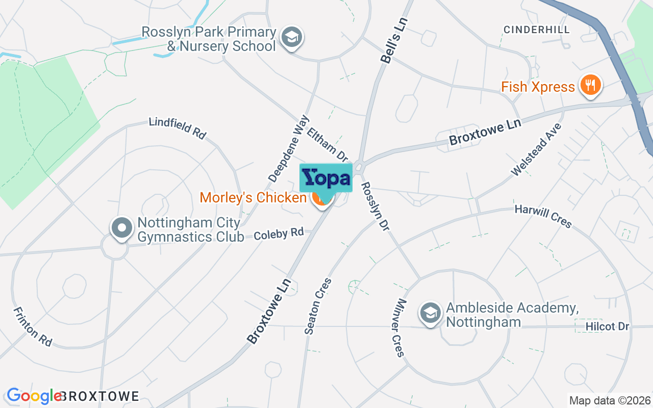 Map showing the location of NG8 5NG