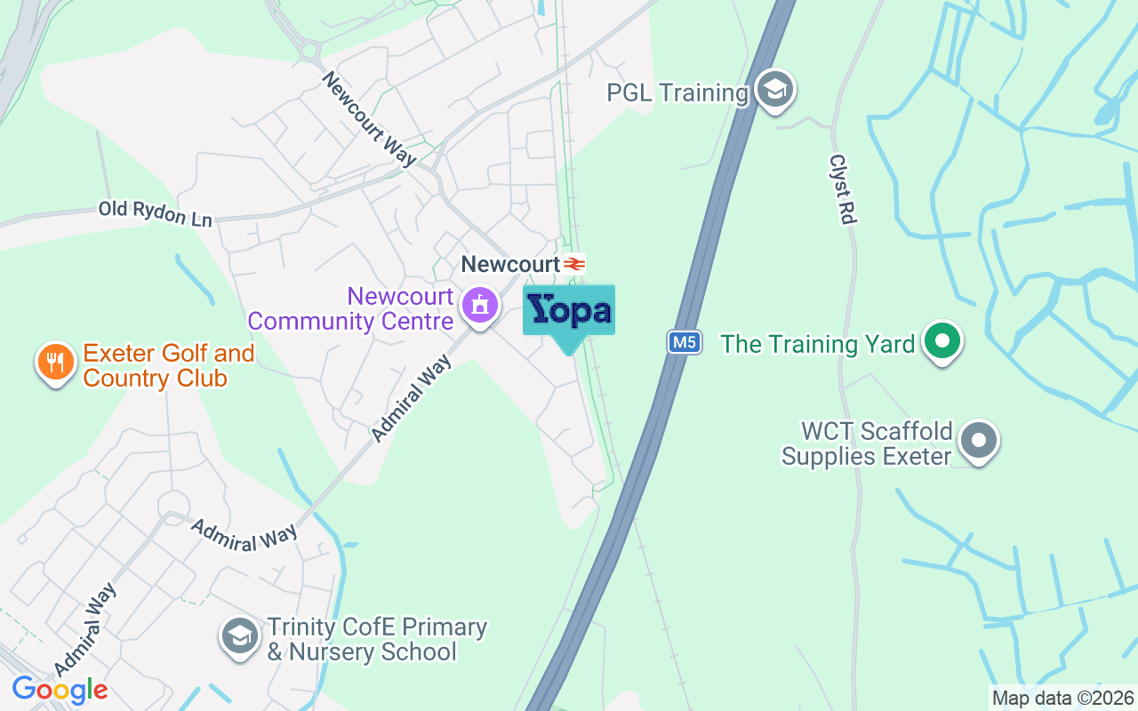 Map showing the location of EX2 7FP