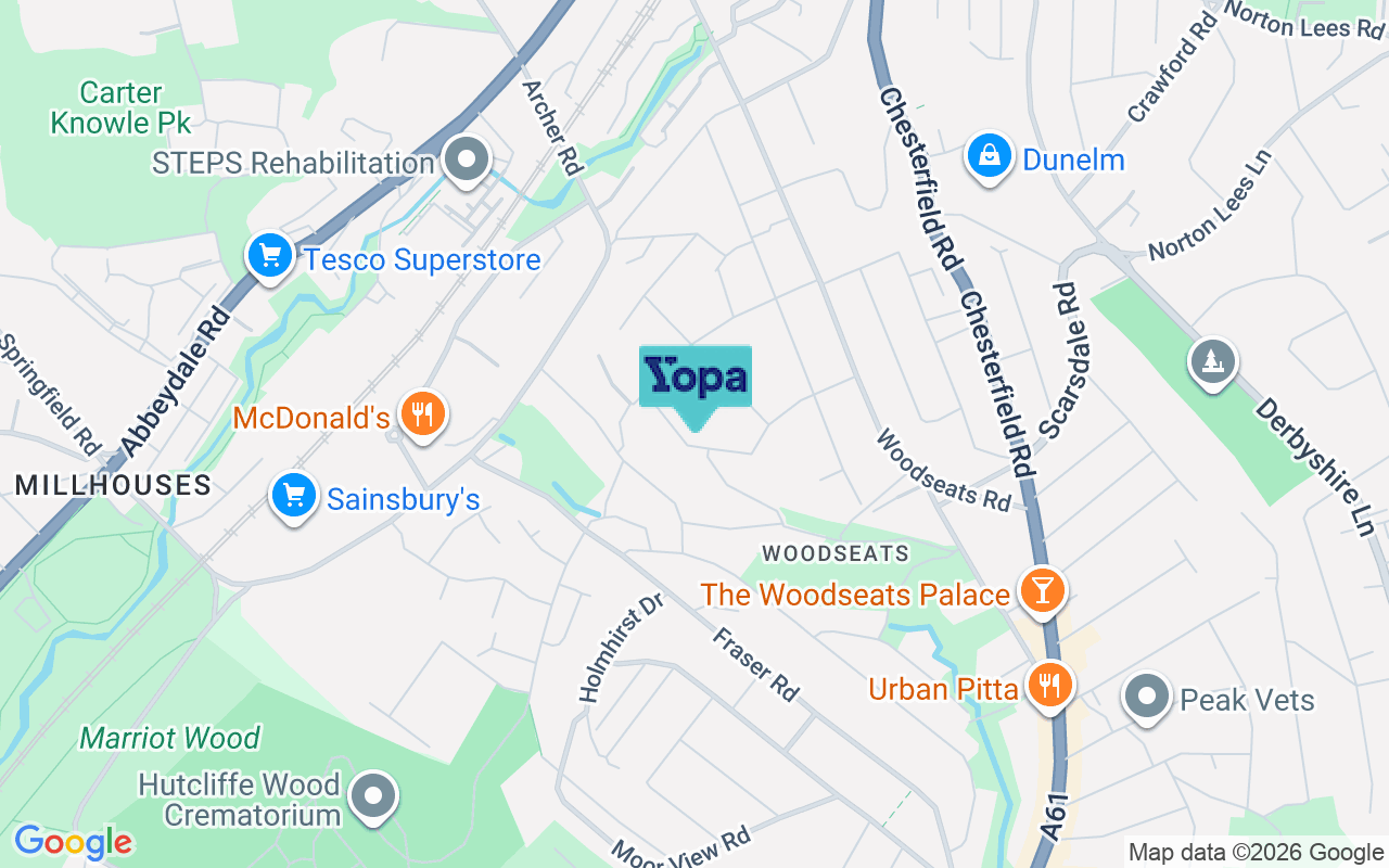 Map showing the location of S8 0NE
