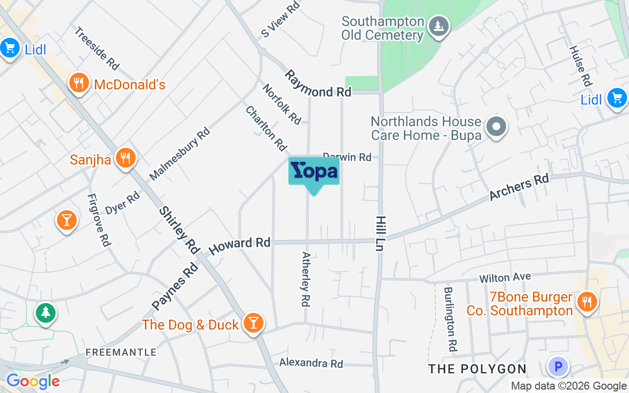 Map showing the location of SO15 5DS