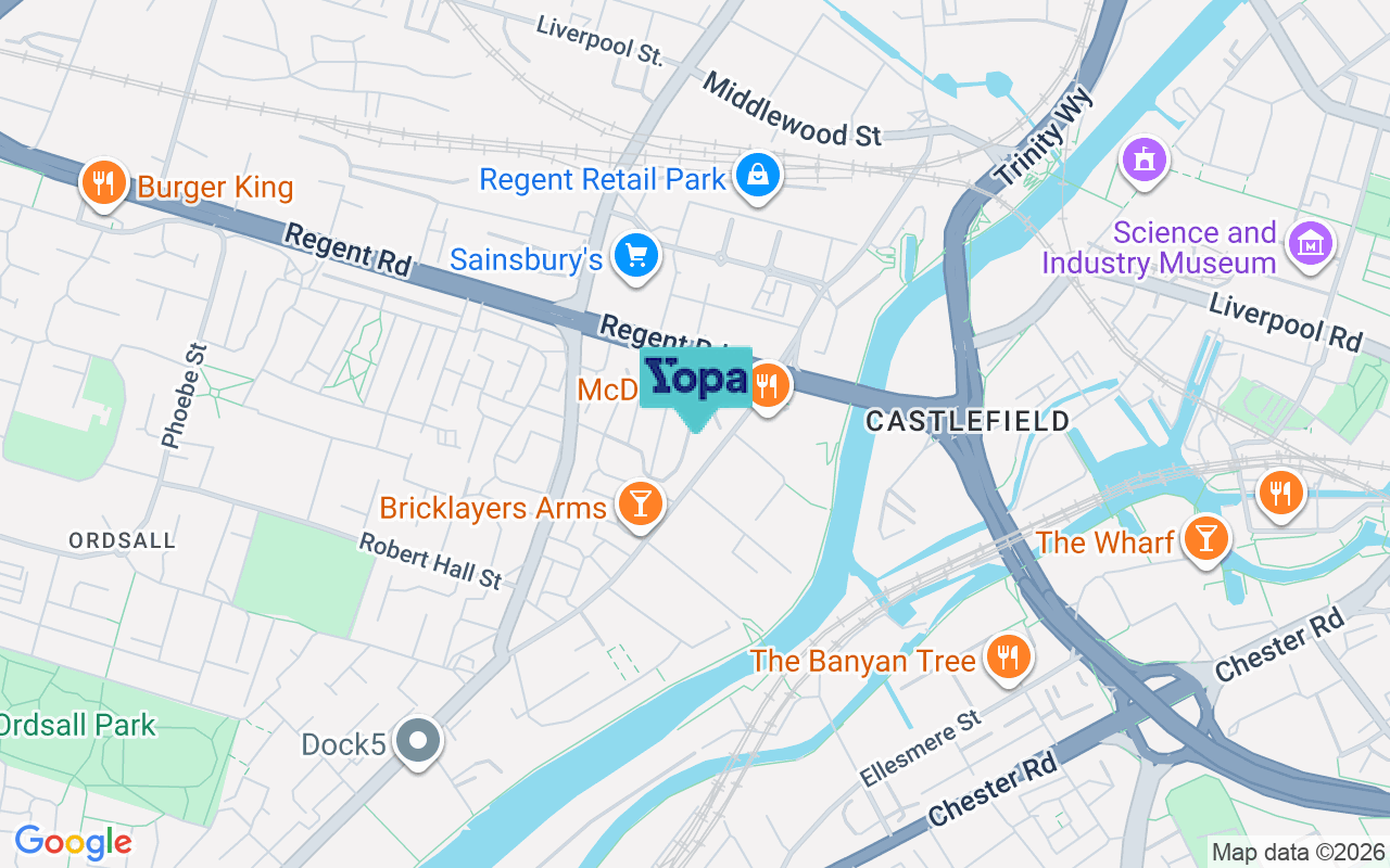 Map showing the location of M5 4TW