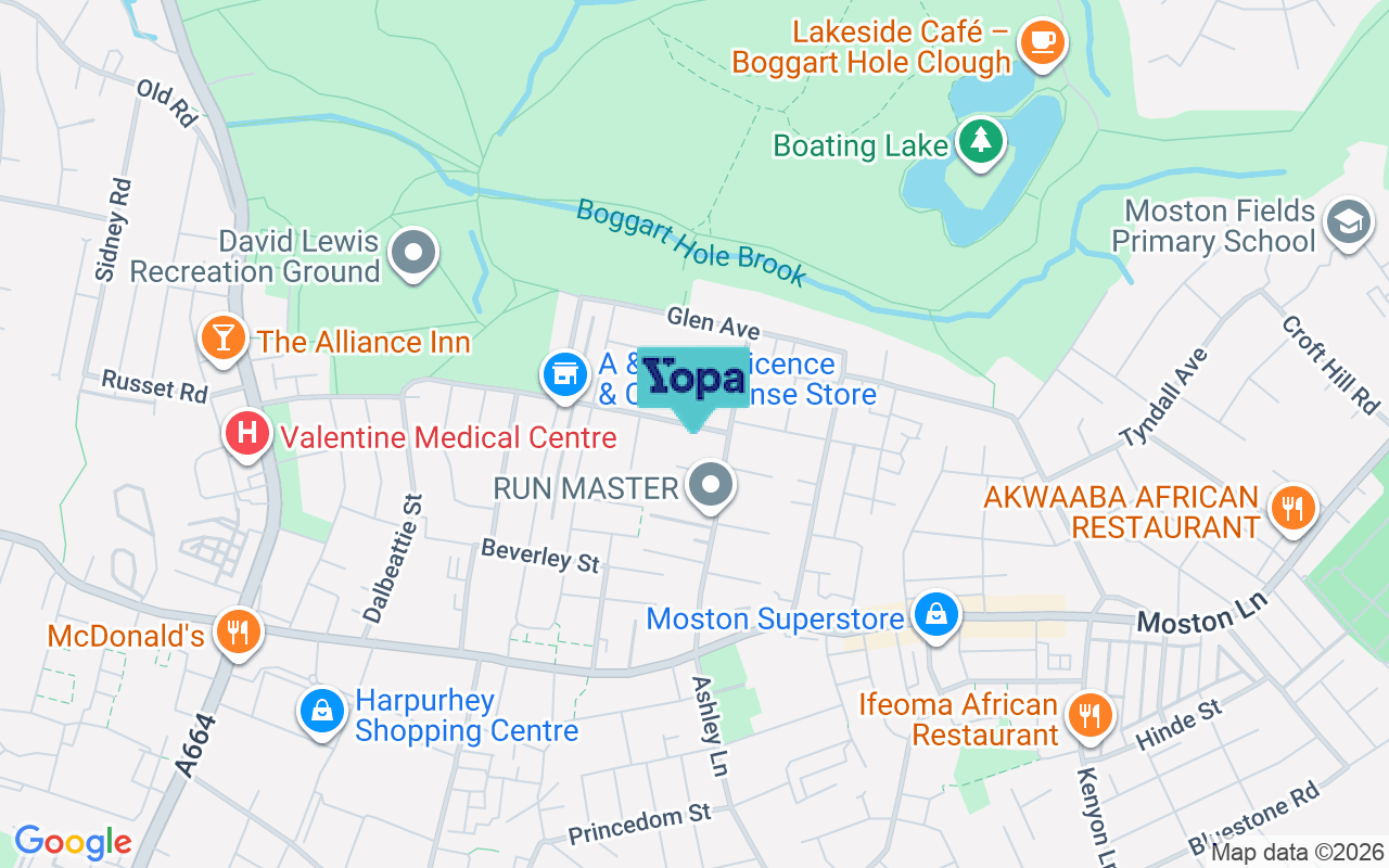 Map showing the location of M9 4FR