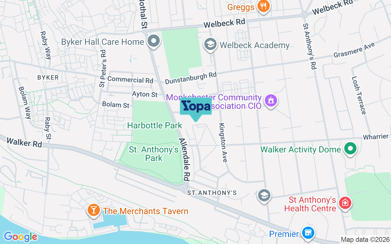 Map showing the location of NE6 2TH