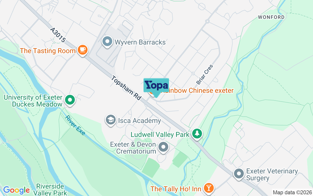 Map showing the location of EX2 6DY