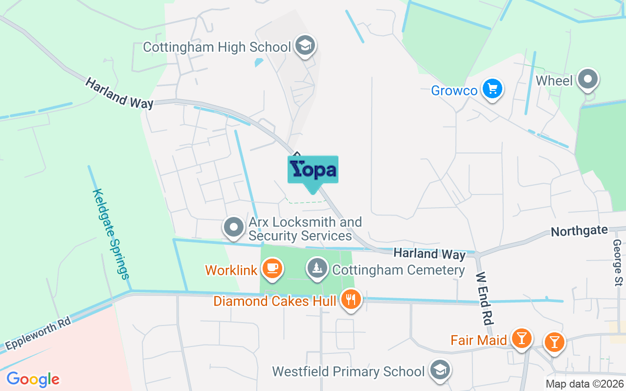 Map showing the location of HU16 5PT
