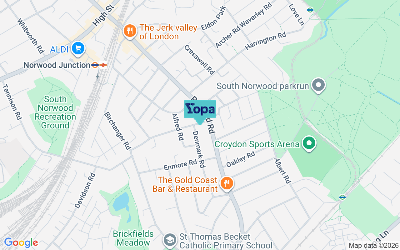 Map showing the location of SE25 5RF