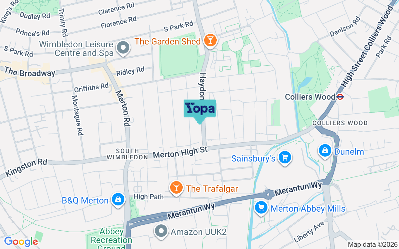 Map showing the location of SW19 1HL