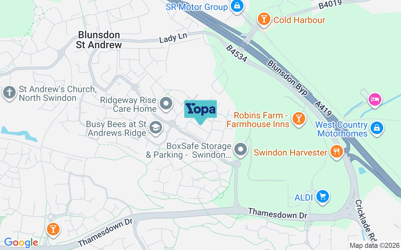 Map showing the location of SN25 4ED