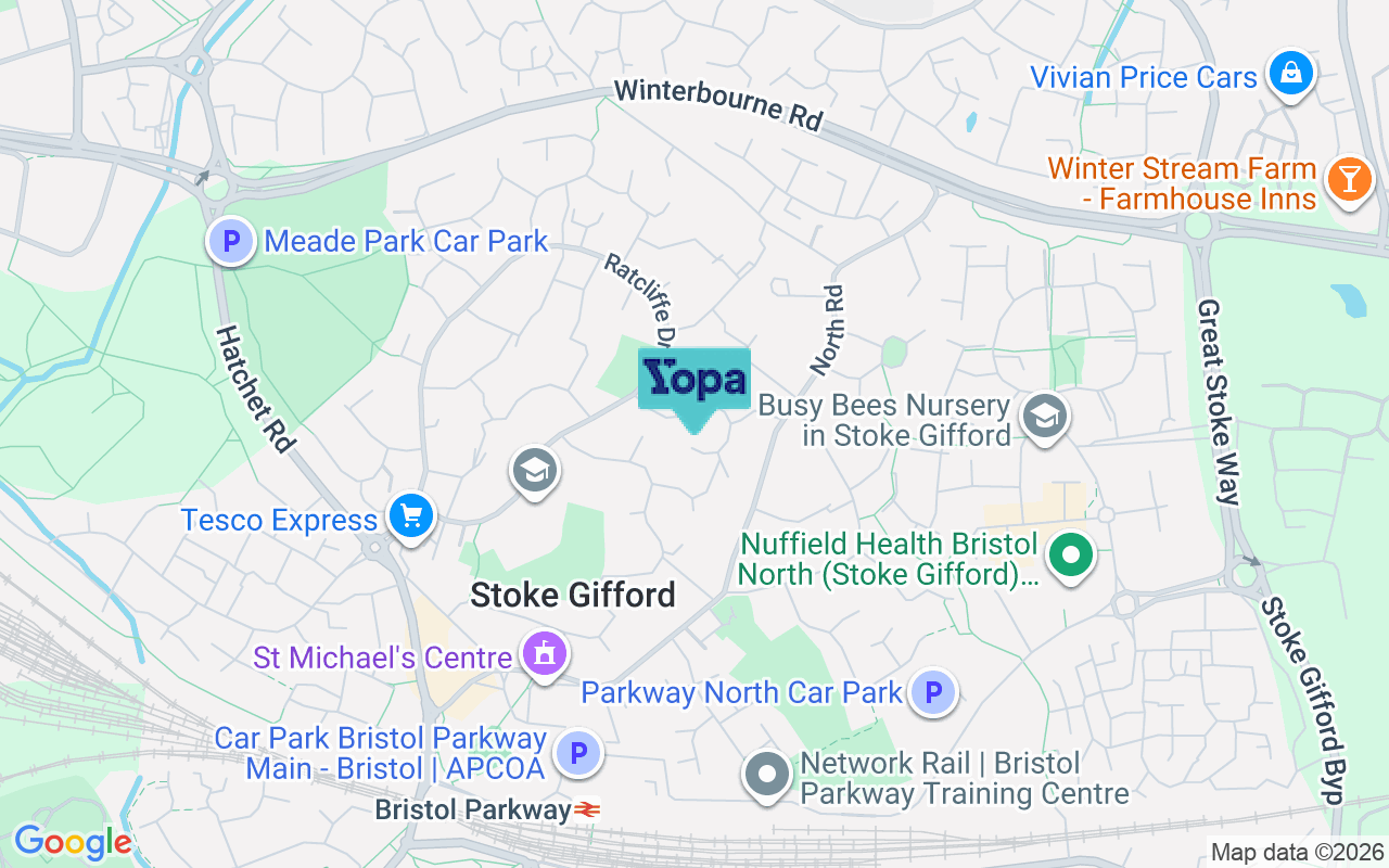 Map showing the location of BS34 8XQ