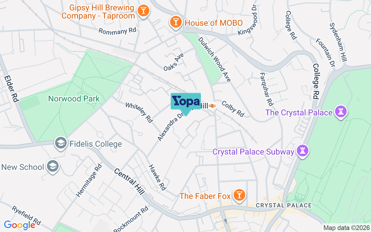 Map showing the location of SE19 1AJ