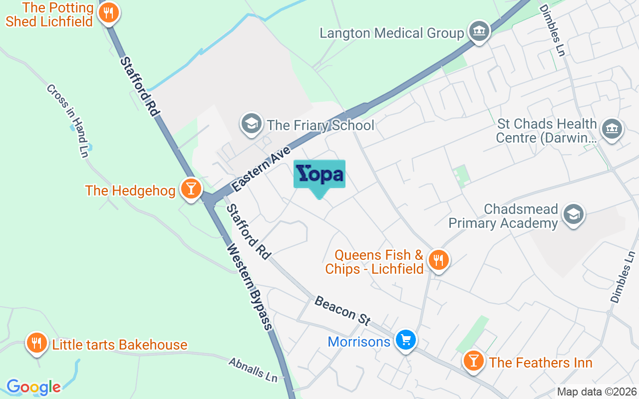Map showing the location of WS13 7DP