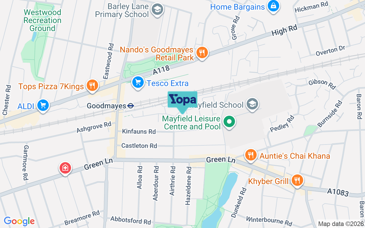 Map showing the location of IG3 9QD
