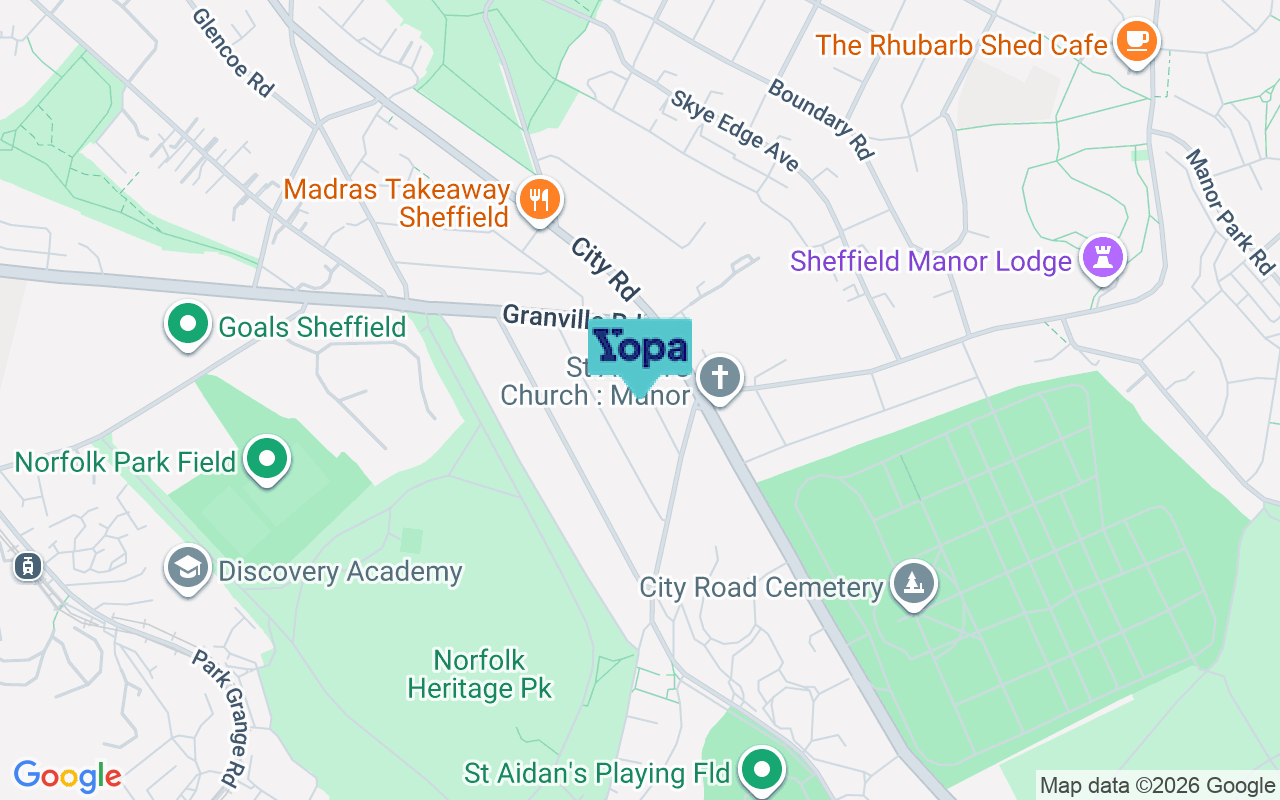 Map showing the location of S2 2RG