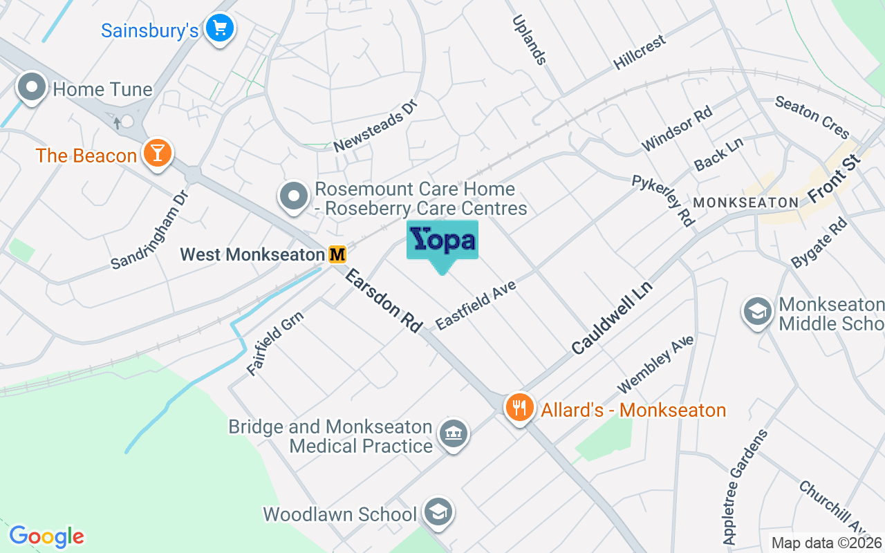 Map showing the location of NE25 8NH