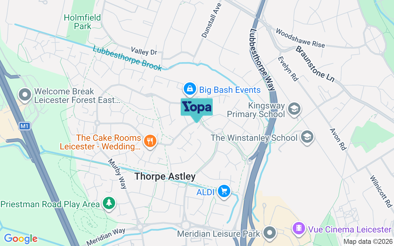 Map showing the location of LE3 3TS