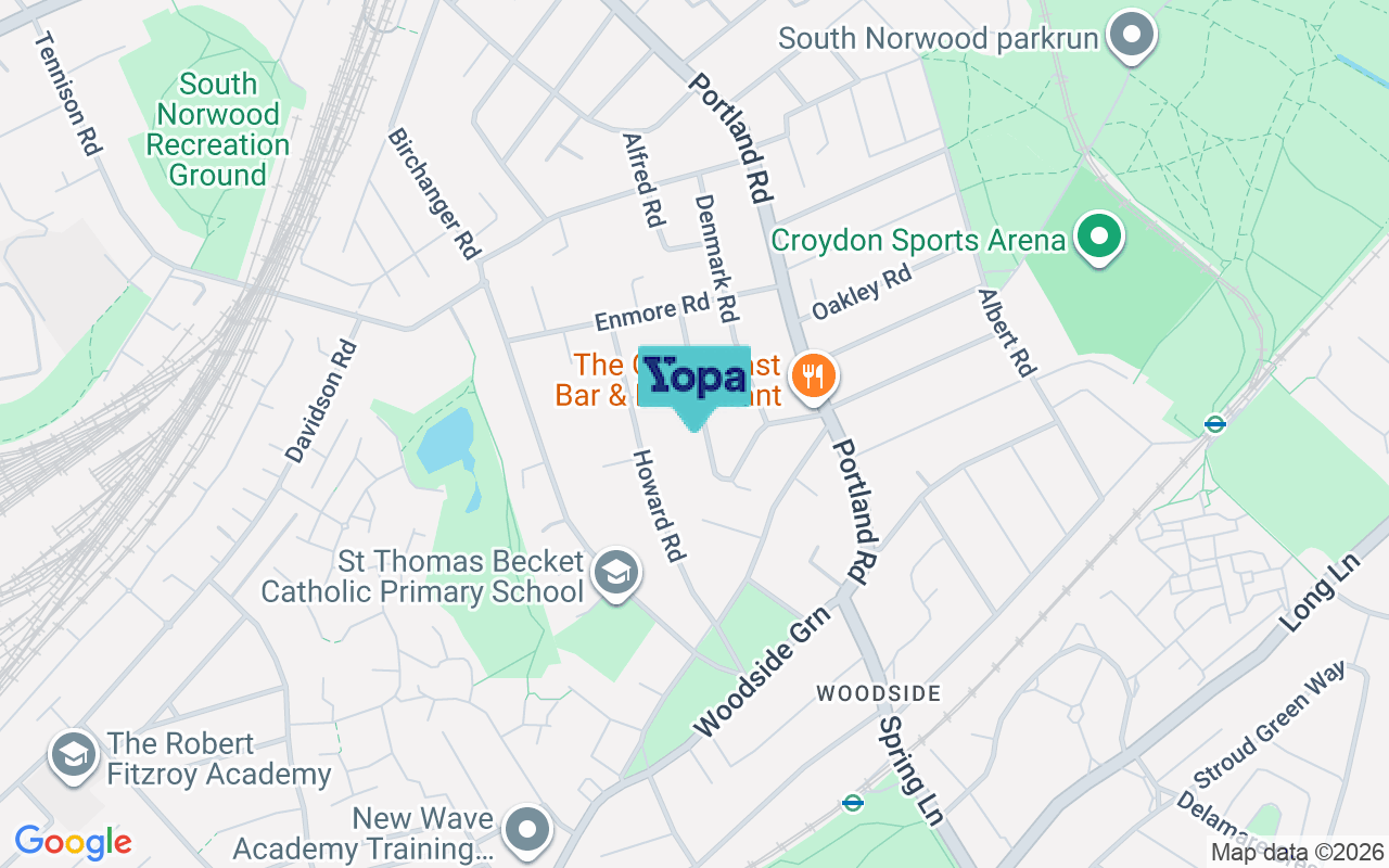 Map showing the location of SE25 5NU