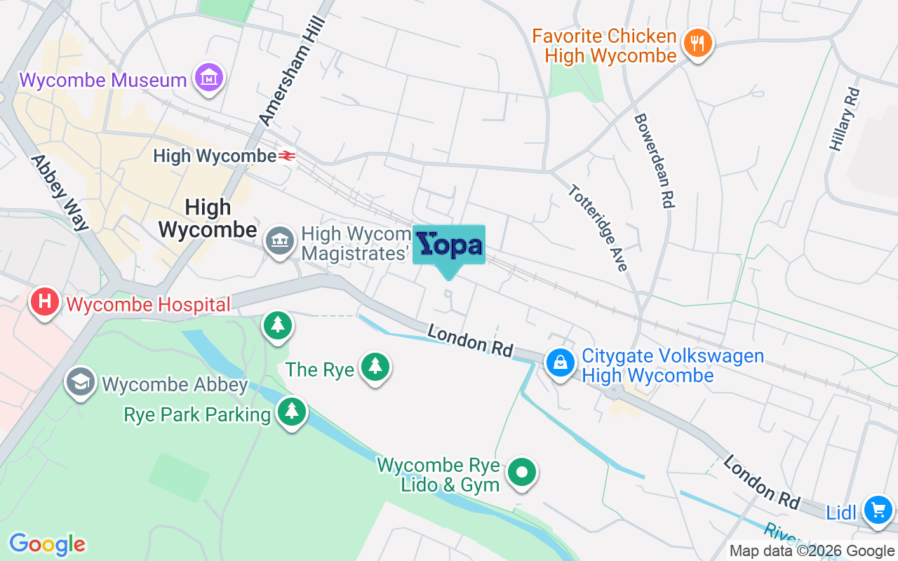 Map showing the location of HP13 6BA